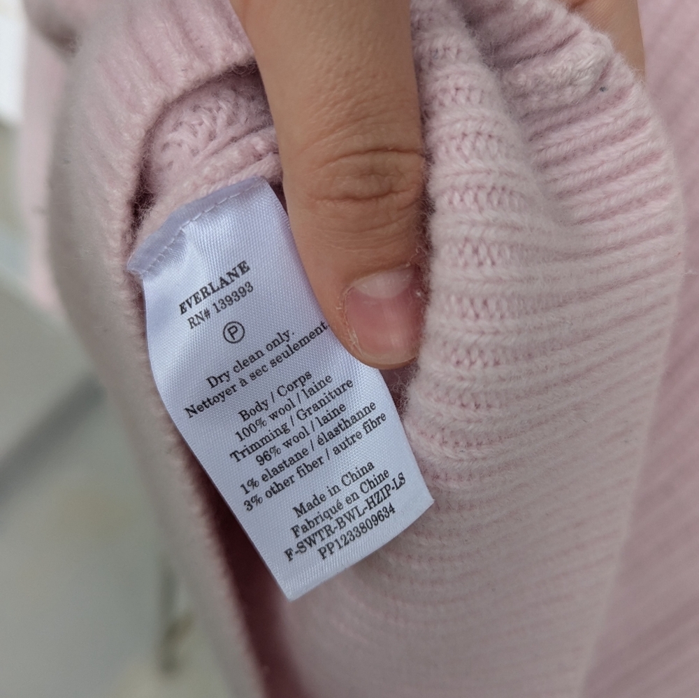 Everlane Wool Quarter Zip In Blush Fits Like XS - Picture 4 of 4